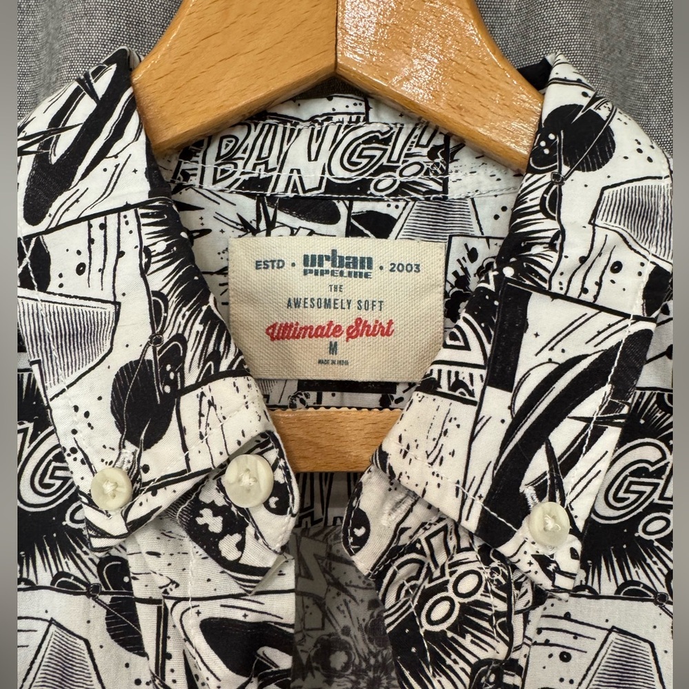 Urban Pipeline Old School Comic Book Print SS Button Down Shirt